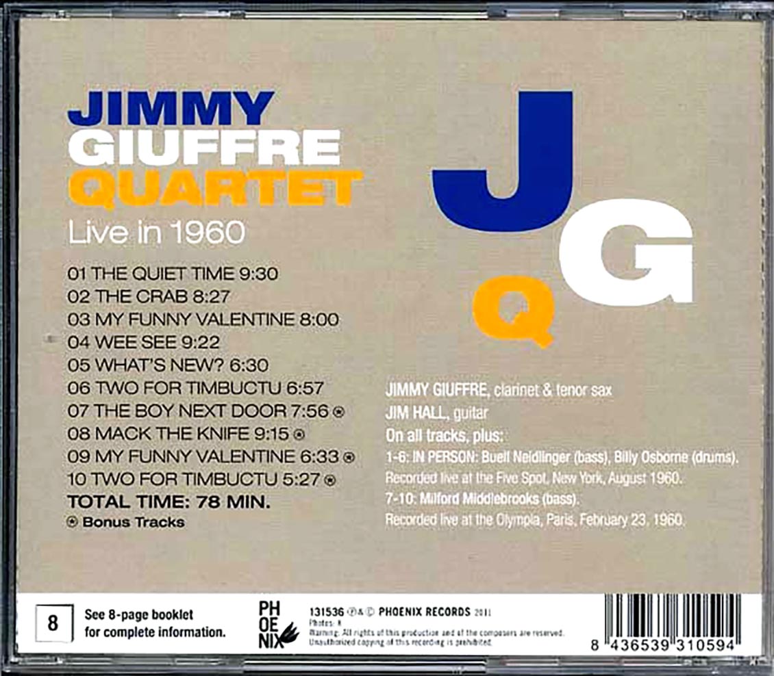 The Jimmy Giuffre Quartet - Live In 1960