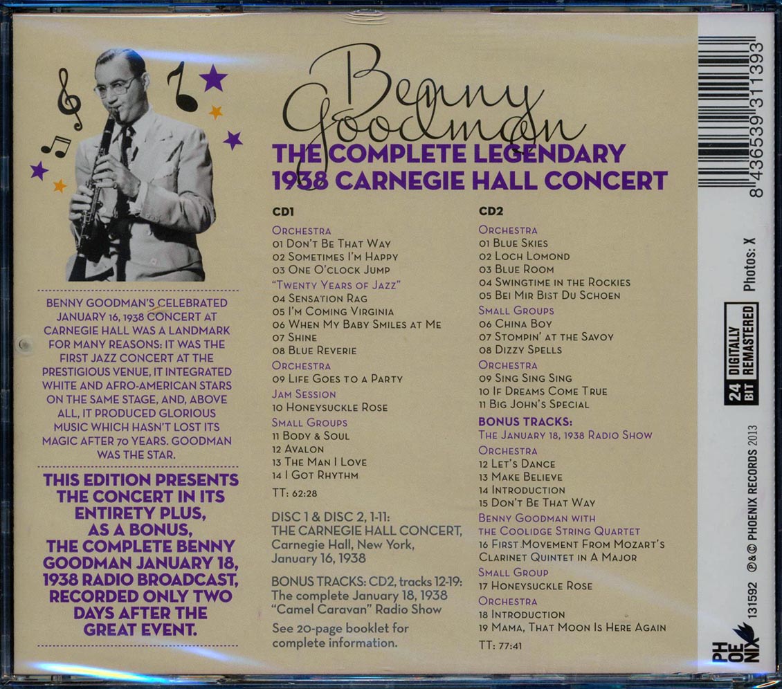 Benny Goodman - The Complete Legendary 1938 Carnegie Hall Concert (2xCD)