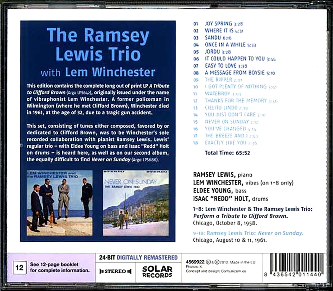 The Ramsey Lewis Trio - A Tribute To Clifford Brown With Lem Winchester + Never On Sunday