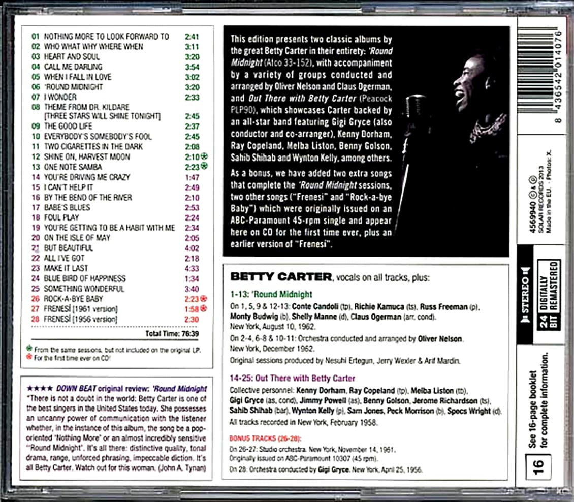 Betty Carter - Round Midnight + Out There With Betty Carter