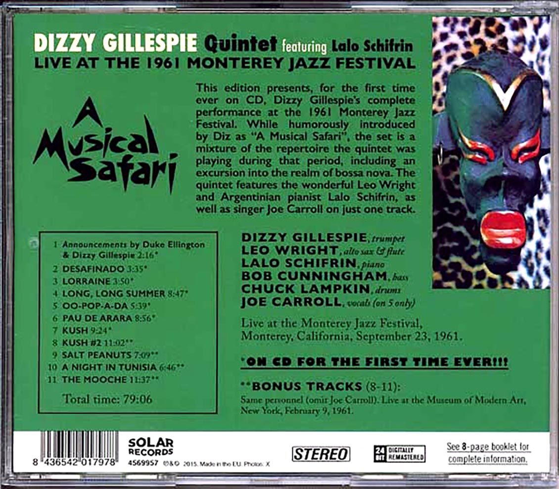 The Dizzy Gillespie Quintet - A Musical Safari: Live At The 1961 Monterey Jazz Festival