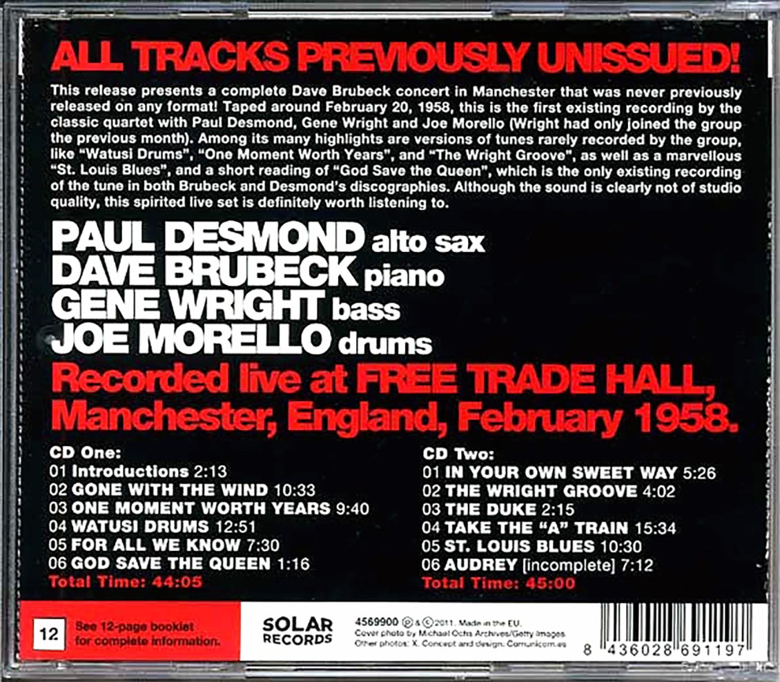 Dave Brubeck Quartet, Paul Desmond - At The Free Trade Hall 1958 (2xCD)