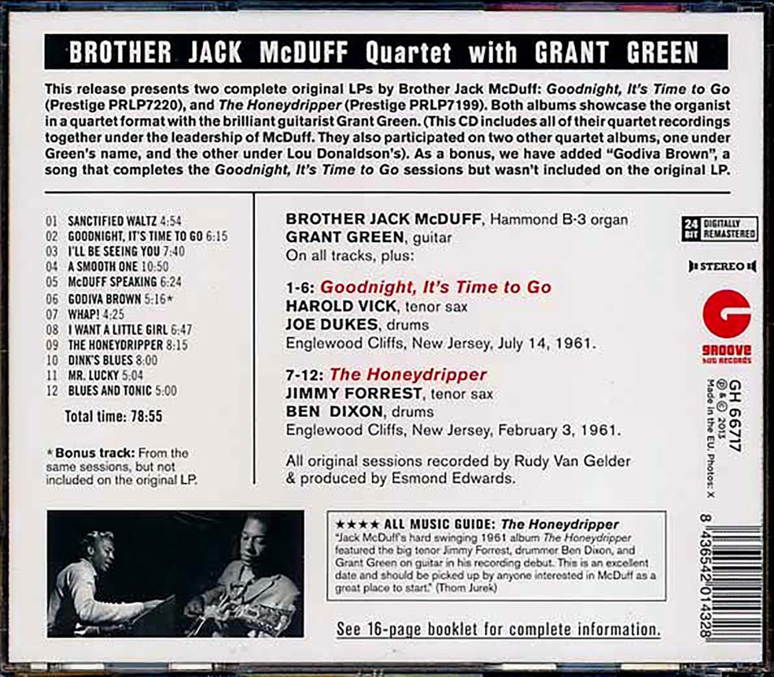 The Brother Jack McDuff Quartet - Goodnight , It's Time To Go + The Honeydripper
