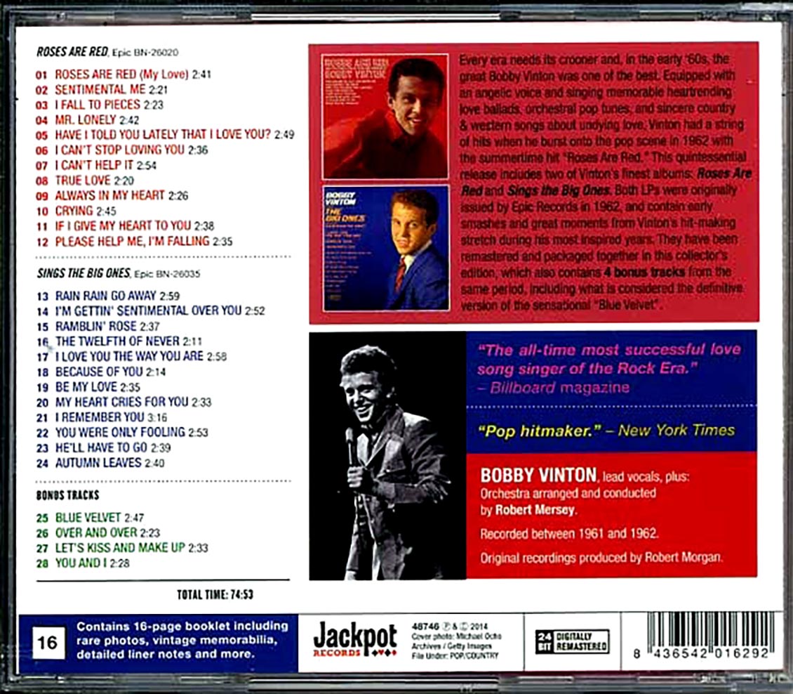 Bobby Vinton - Roses Are Red + Sings The Big Ones (28 tracks)