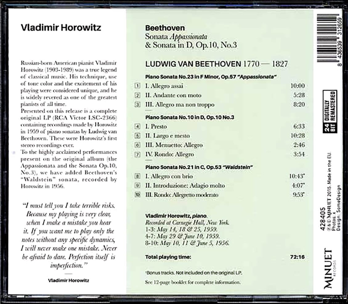 Vladimir Horowitz - Beethoven Sonata Appassionata & Sonata In D, Op. 10, No. 3
