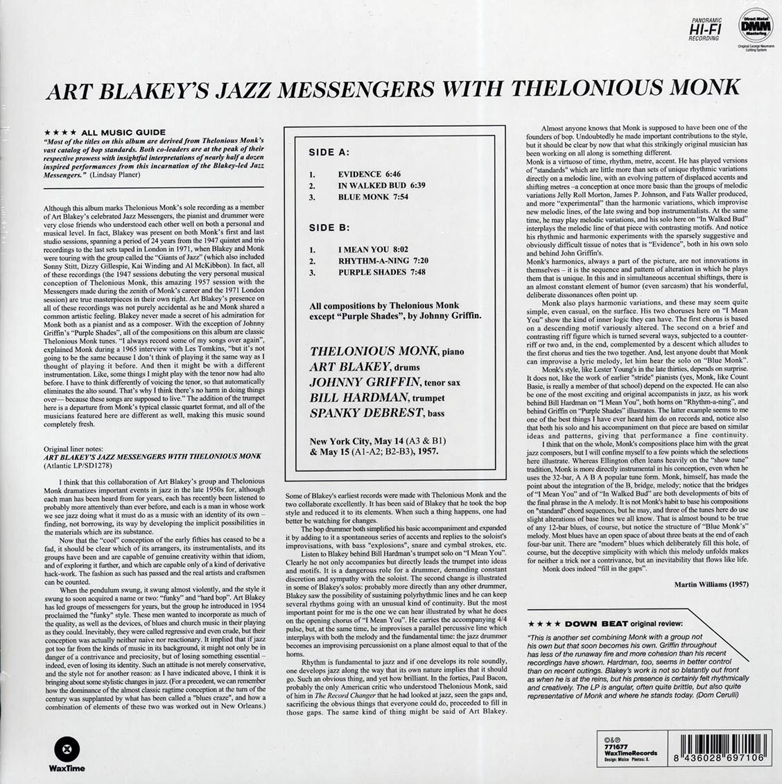 Art Blakey's Jazz Messengers - Art Blakey's Jazz Messengers With Thelonious Monk (180g)