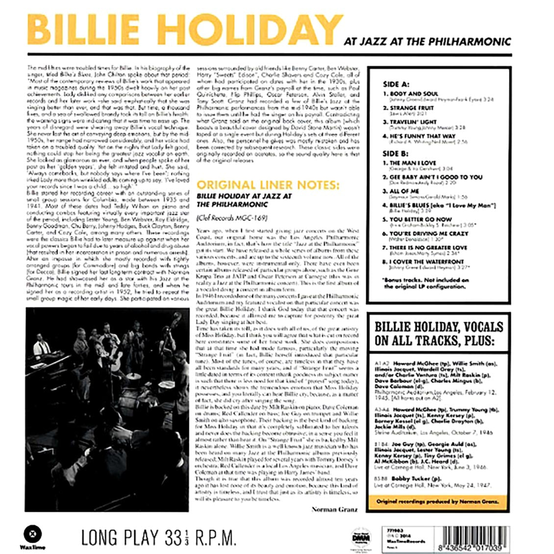 Billie Holiday - At Jazz At The Philharmonic (incl. mp3) (180g)