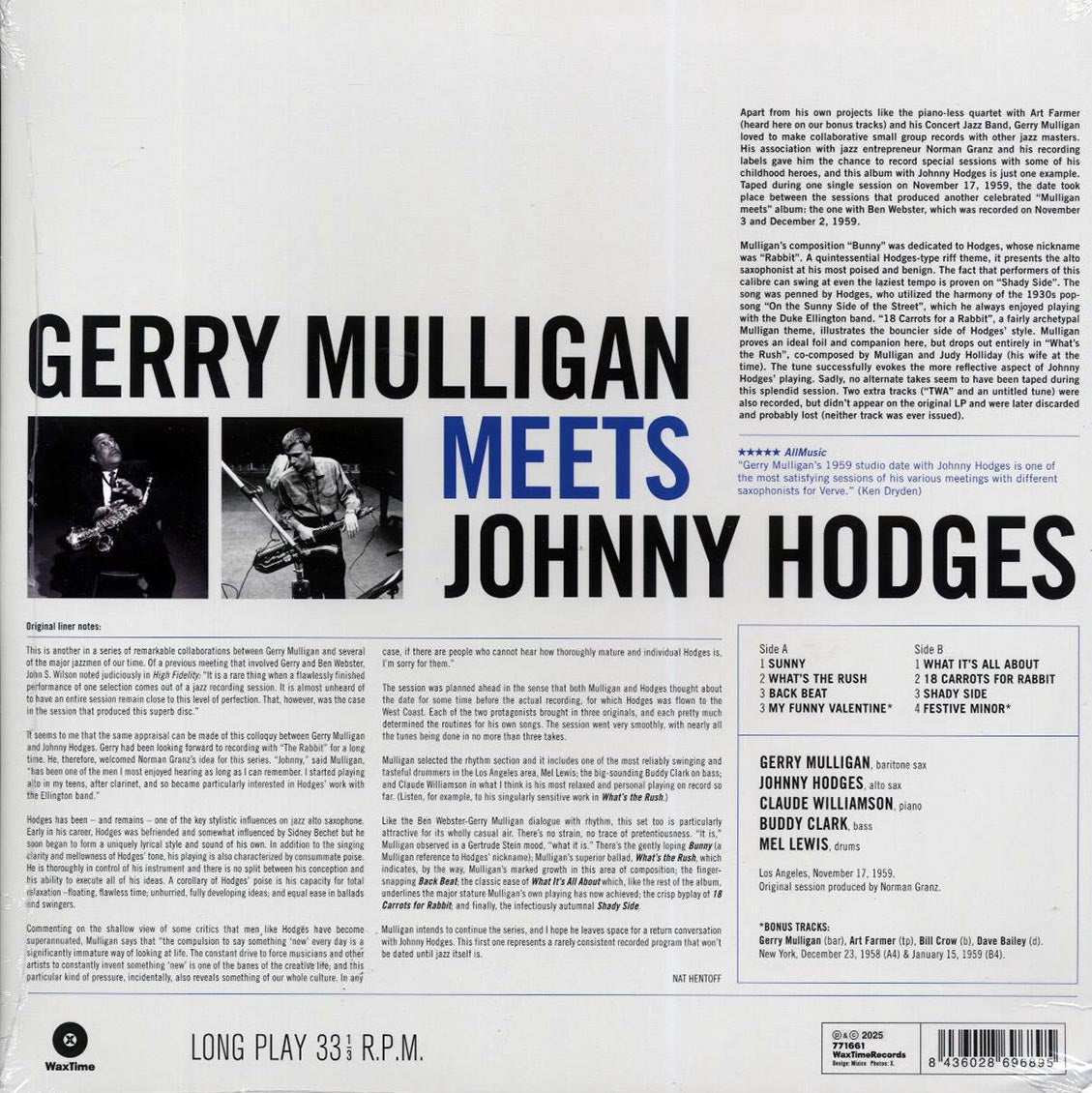 Gerry Mulligan, Johnny Hodges - Gerry Mulligan Meets Johnny Hodges (+2 bonus tracks) (ltd. ed.) (180g) (remastered)