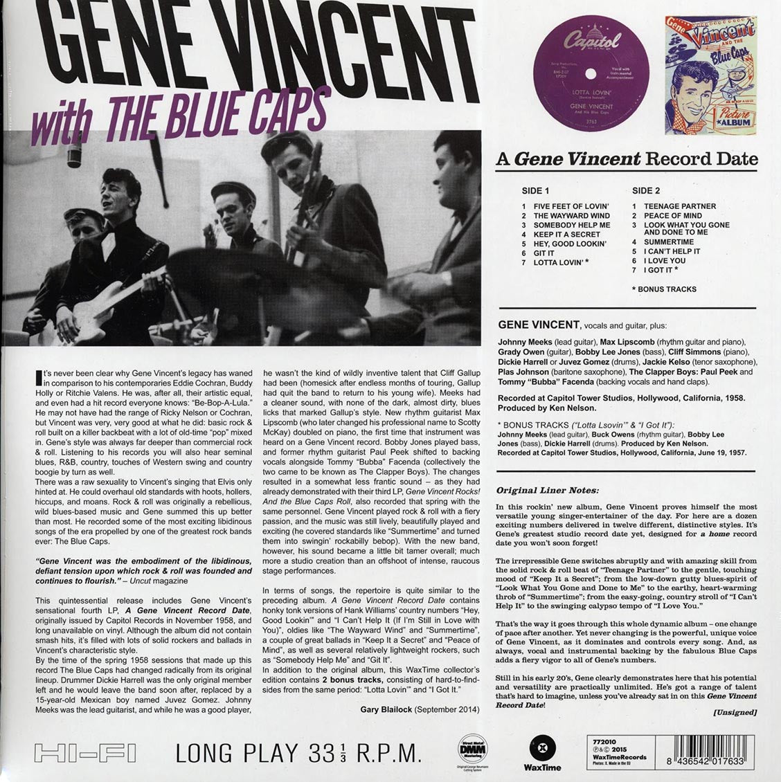 Gene Vincent & The Blue Caps - A Gene Vincent Record Date (incl. mp3) (180g)