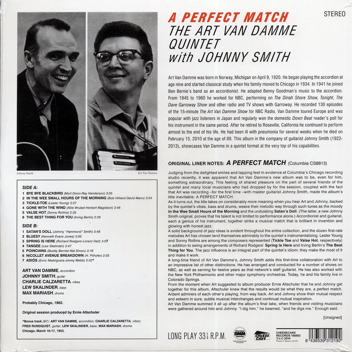 The Art Van Damme Quintet - A Perfect Match (DMM) (ltd. ed.) (incl. mp3) (180g) (High-Def VV)