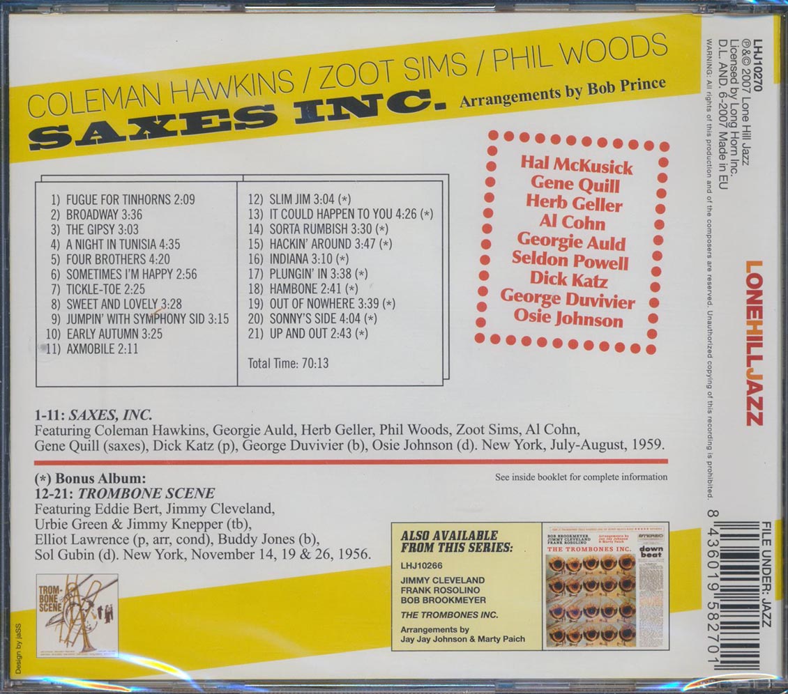 Coleman Hawkins, Zoot Sims, Phil Woods - Saxes Inc.
