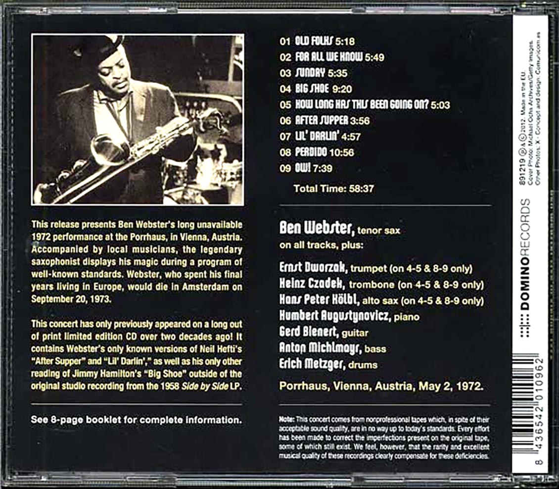 Ben Webster - Live In Vienna 1972