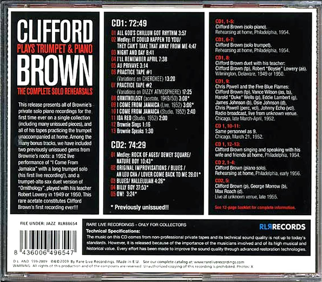 Clifford Brown - Plays Trumpet & Piano: The Complete Solo Rehearsals (2xCD)