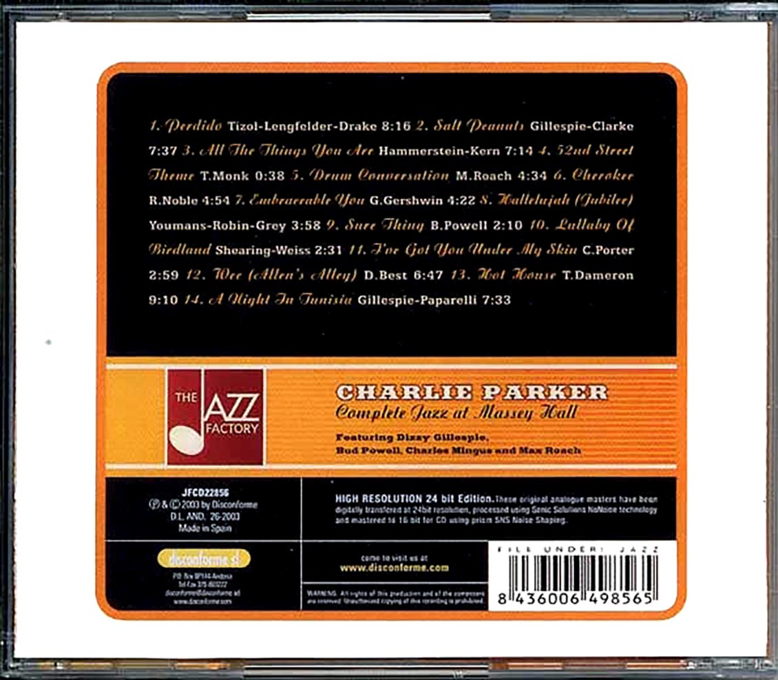 Charlin Parker - Complete Jazz At Massey Hall