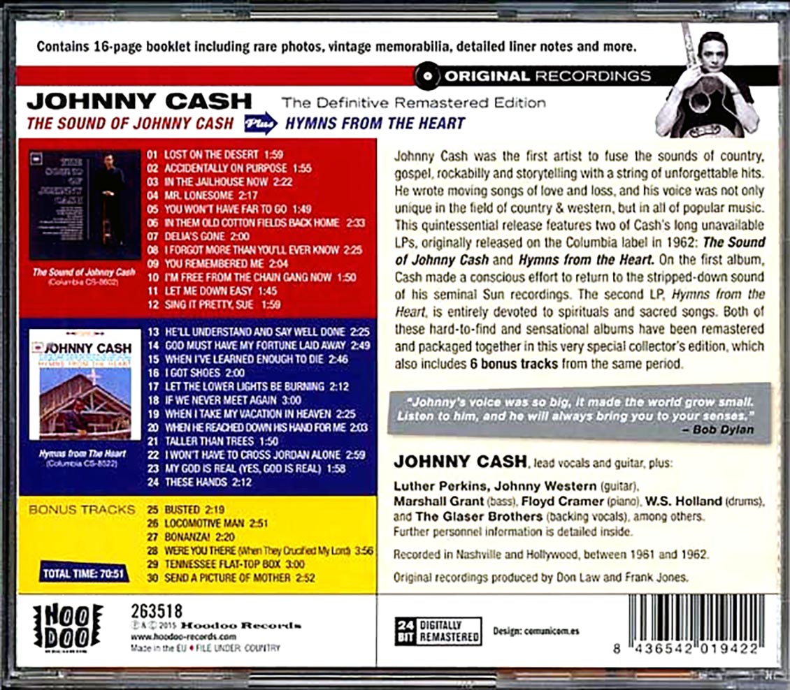 Johnny Cash - The Sound Of Johnny Cash + Hymns From The Heart (30 tracks) (remastered)