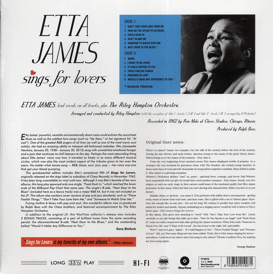 Etta James - Sings For Lovers (ltd. ed.) (incl. mp3) (180g)
