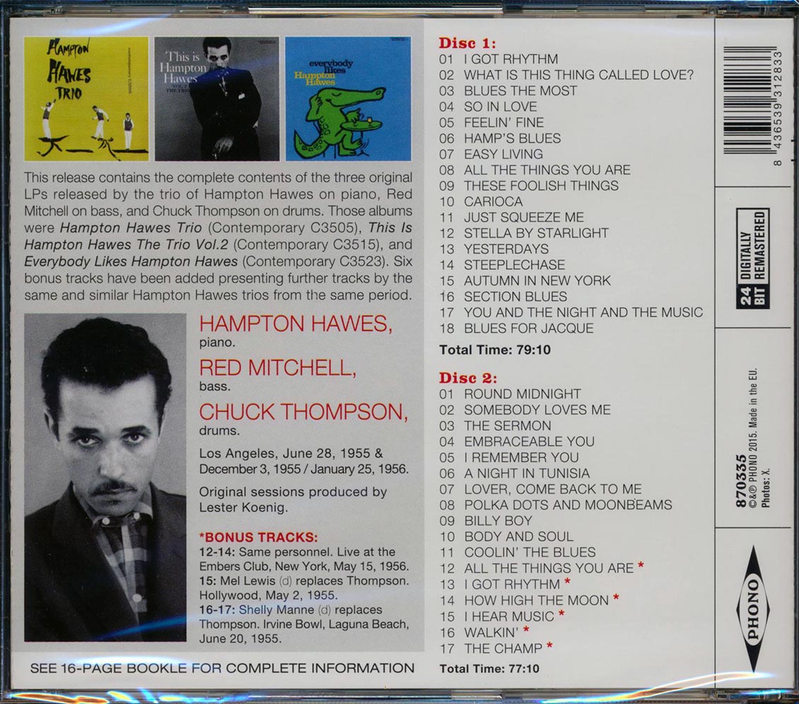 Hampton Hawes, Red Mitchell, Chuck Thompson - The Trio (The Complete Albums) (35 tracks) (2xCD) (incl. large booklet) (remastered)