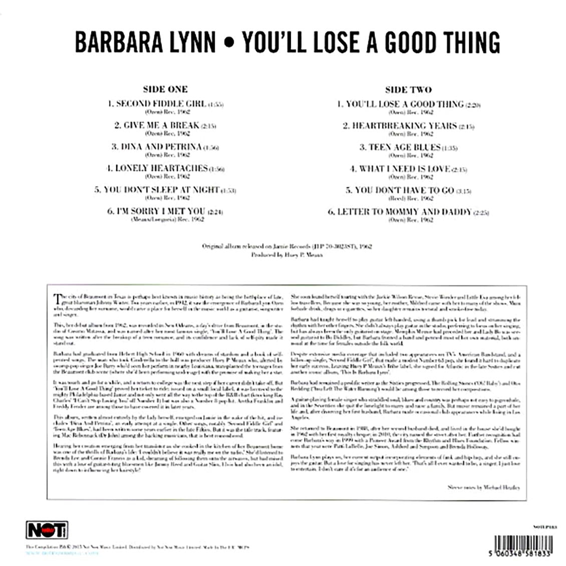 Barbara Lynn - You'll Lose A Good Thing (180g)