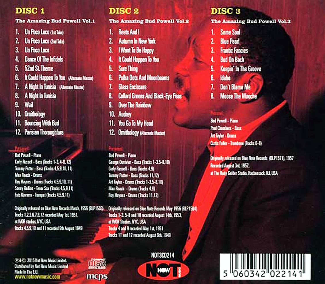 Bud Powell - The Amazing Bud Powell Volume 1-3 (32 tracks) (3xCD) (deluxe 3-fold digipak)