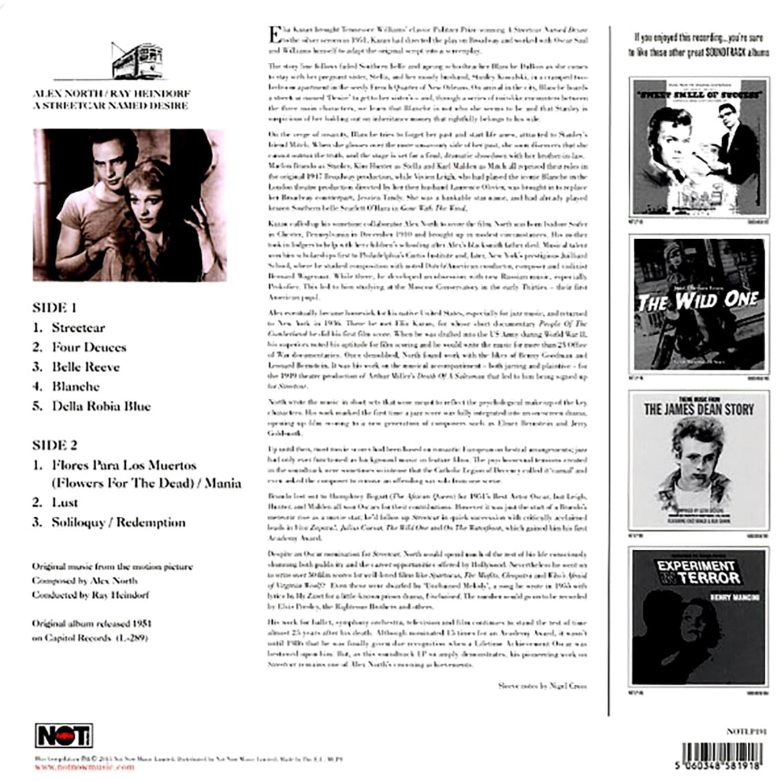 Alex North, Ray Heindorf - A Streetcar Named Desire: Original Motion Picture Soundtrack (180g)