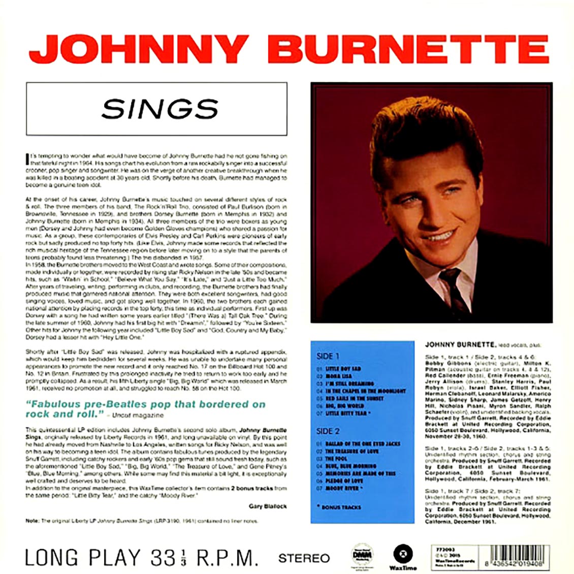 Johnny Burnette - Sings (ltd. ed.) (180g)