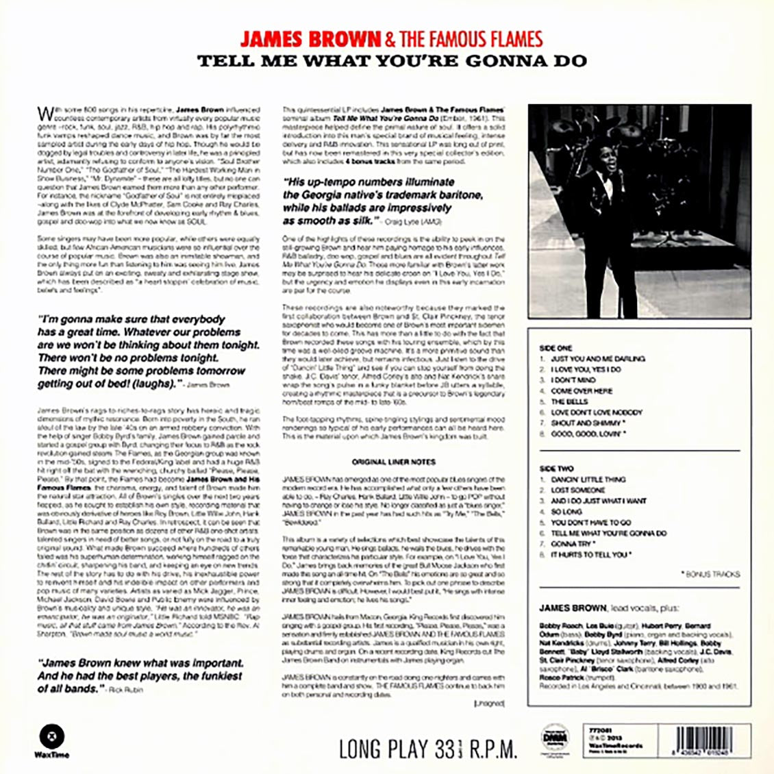 James Brown & The Famous Flames - Tell Me What You're Gonna Do (ltd. ed.) (180g)