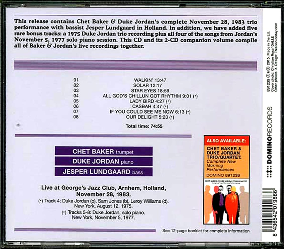 Chet Baker & Duke Jordan Trio - Complete George's Jazz Club Performance (ltd. ed.)