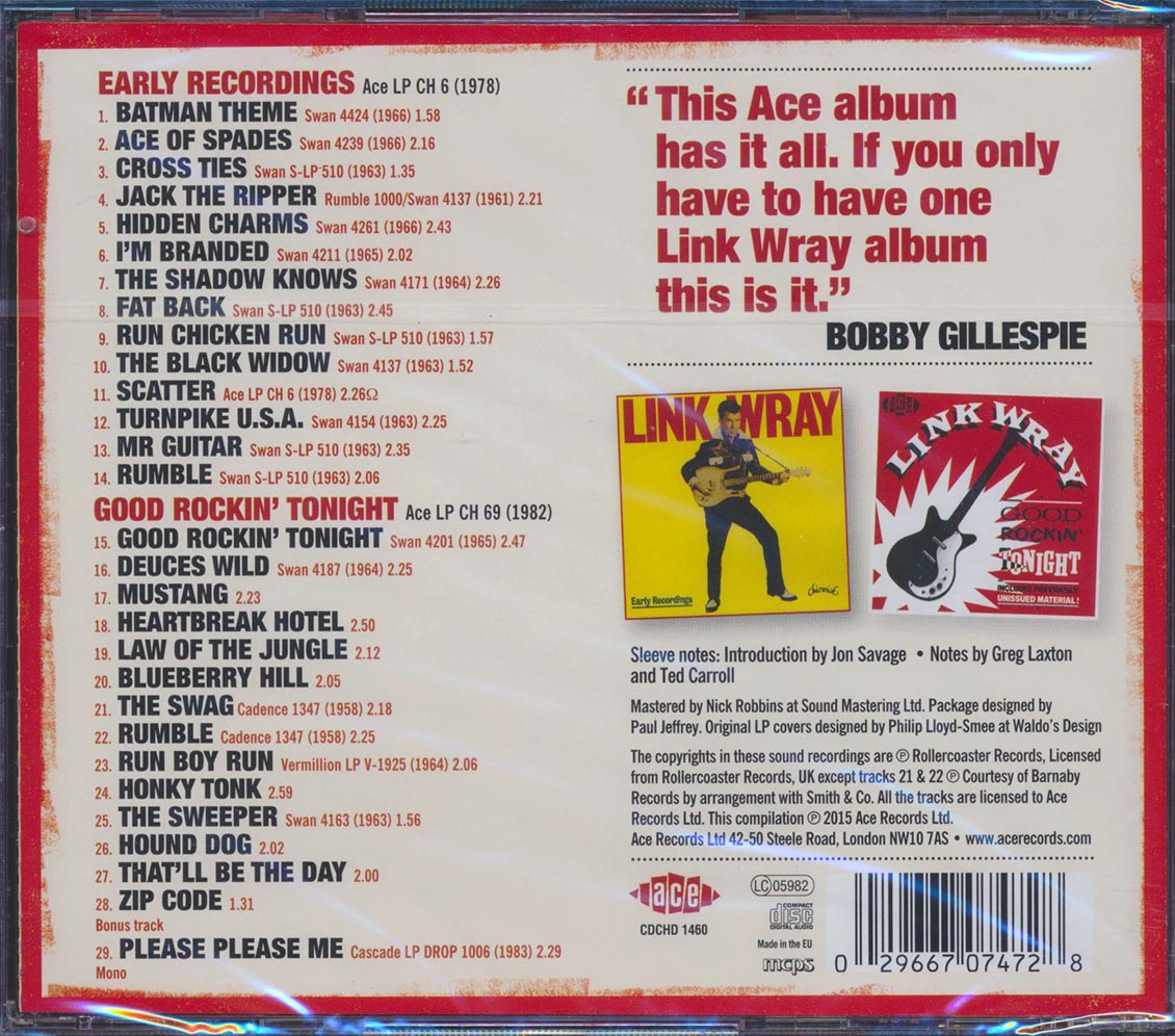 Link Wray - Early Recordings + Good Rockin' Tonight (2 albums on 1 CD) (29 tracks)