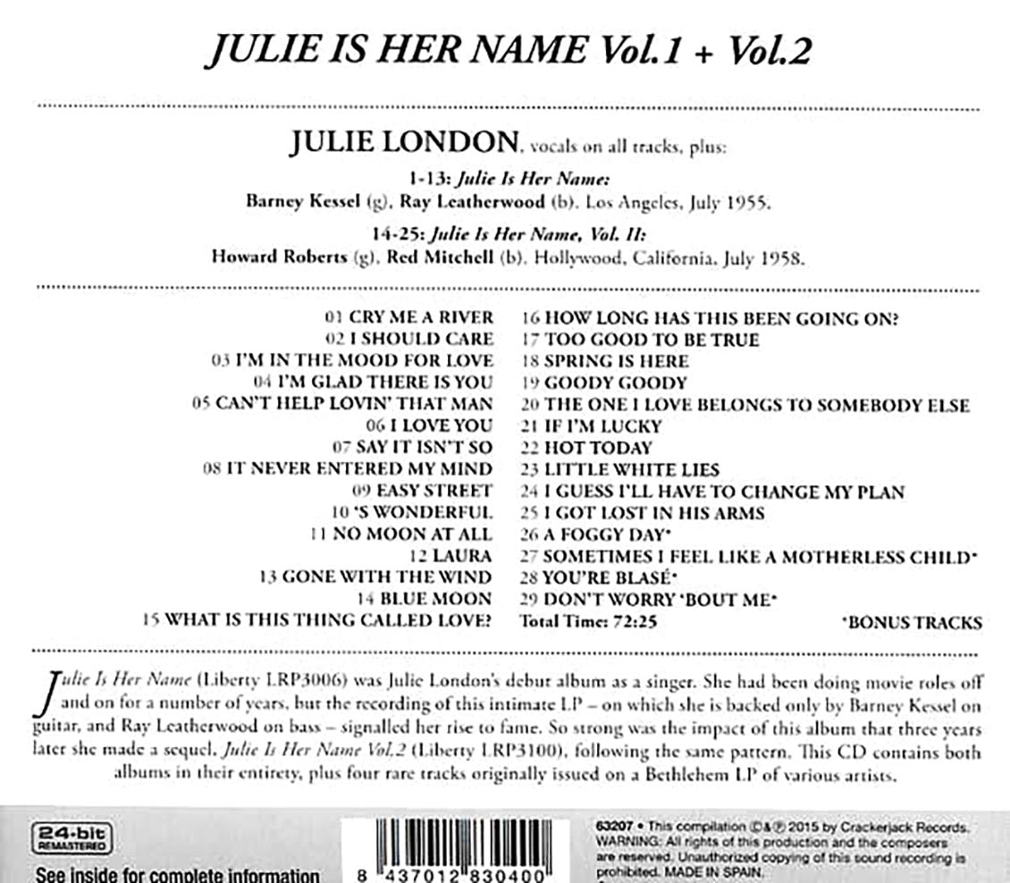 Julie London - Julie Is Her Name Volume 1 + Volume 2 (remastered)
