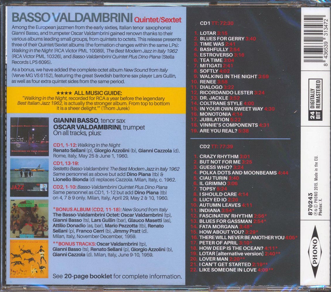 Basso Valdambrini Quintet, Sextet - Basso Valdambrini Quintet, Sextet (2xCD) (incl. large booklet) (remastered)
