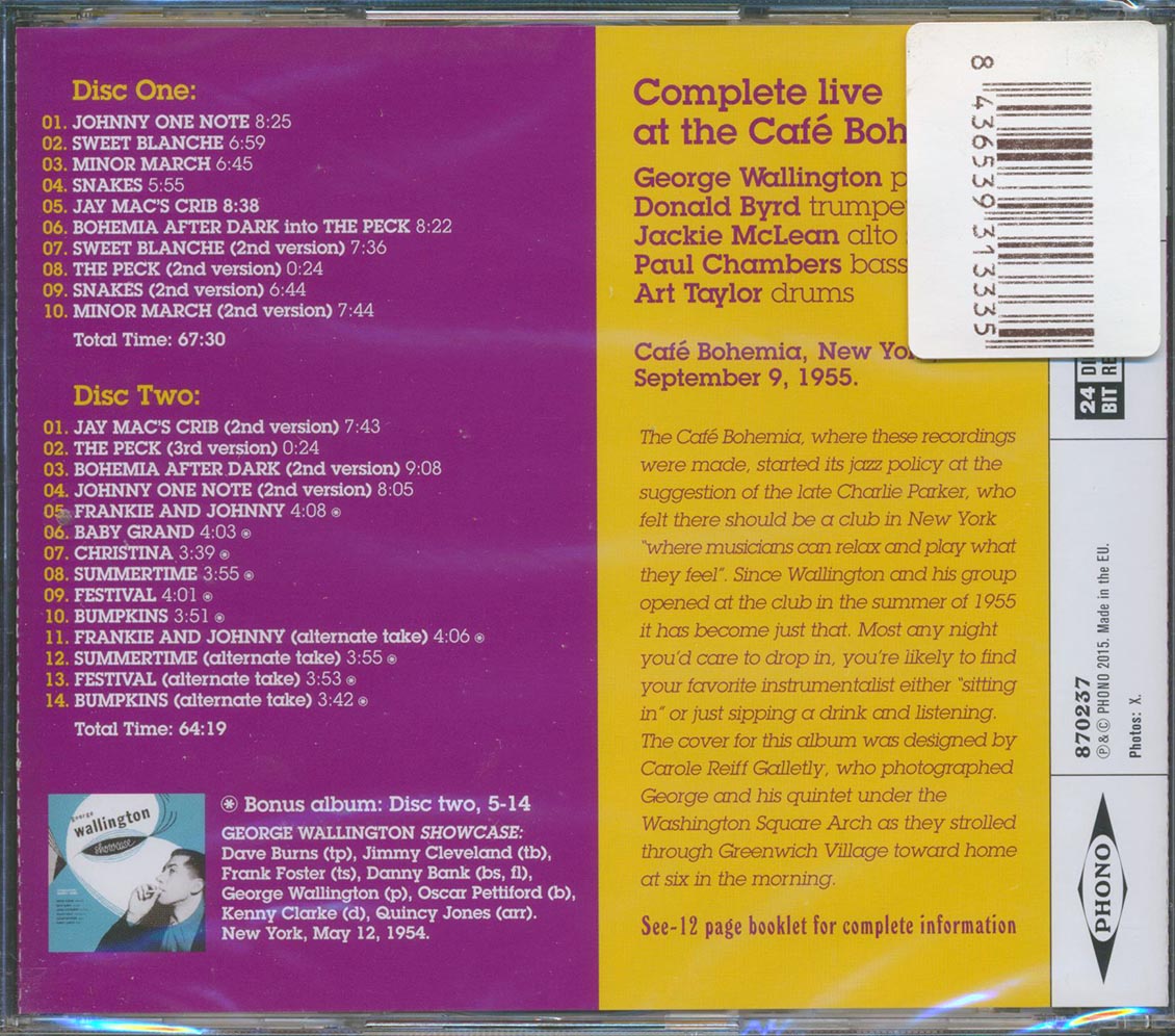 George Wallington Quintet, Donald Byrd, Jackie McLean - Complete Live At The Cafe Bohemia (2xCD) (incl. large booklet) (remastered)