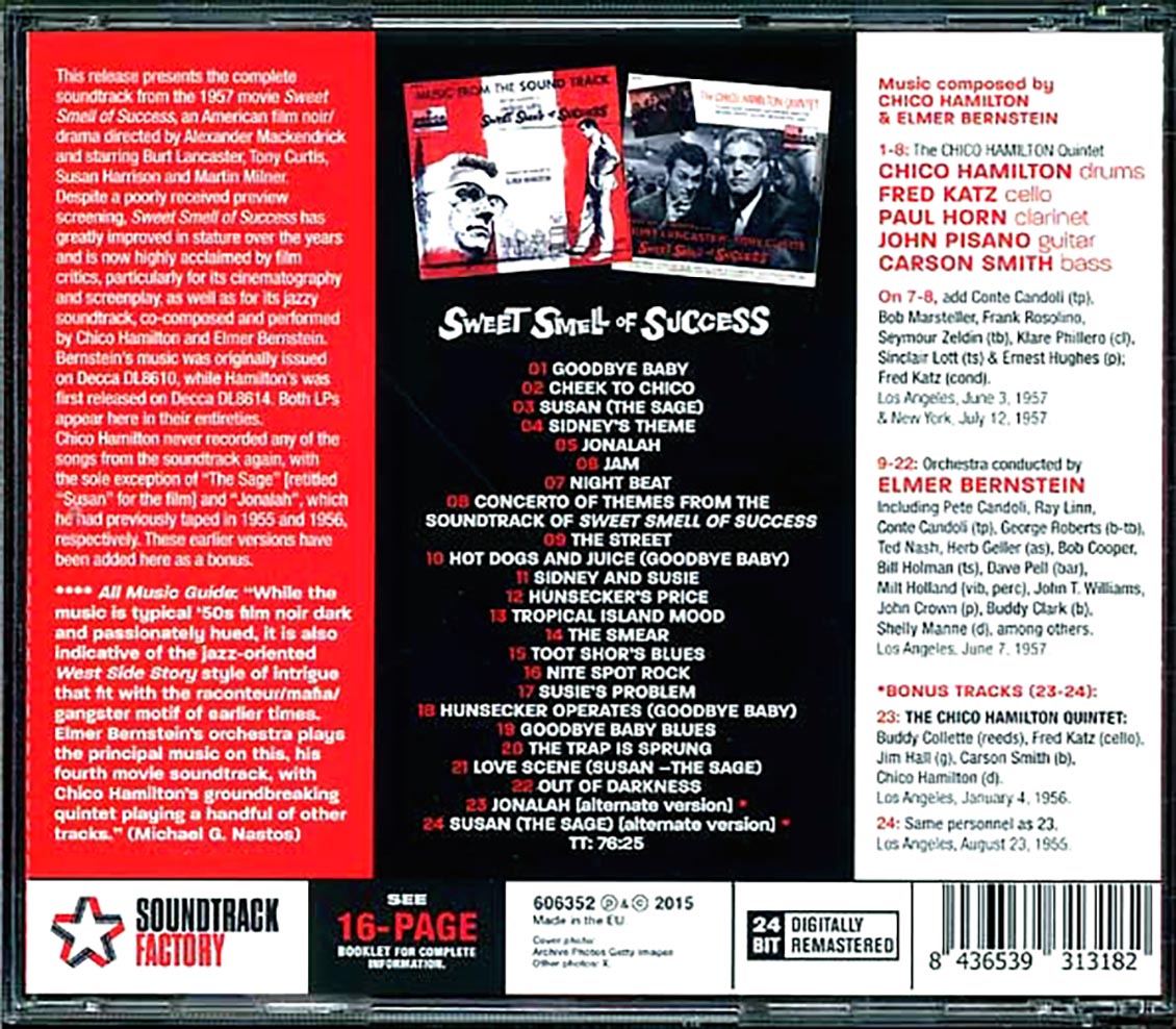 Chico Hamilton Quintet, Elmer Bernstein - Sweet Smells Of Success: Original Motion Picture Soundtrack (ltd. ed.) (incl. large booklet) (remastered)