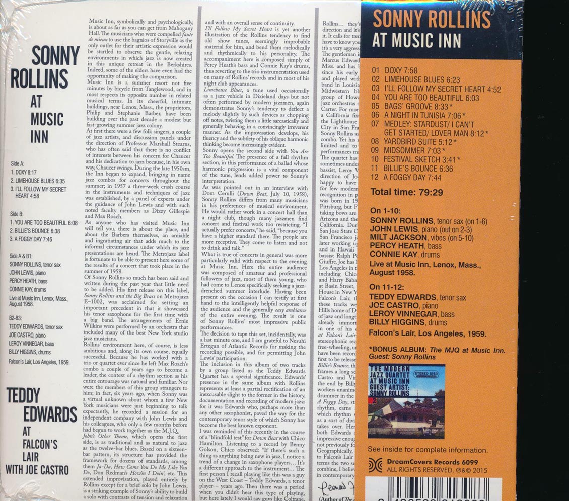 Sonny Rollins, Teddy Edwards - At Music Inn + At Falcon's Lair With Joe Castro