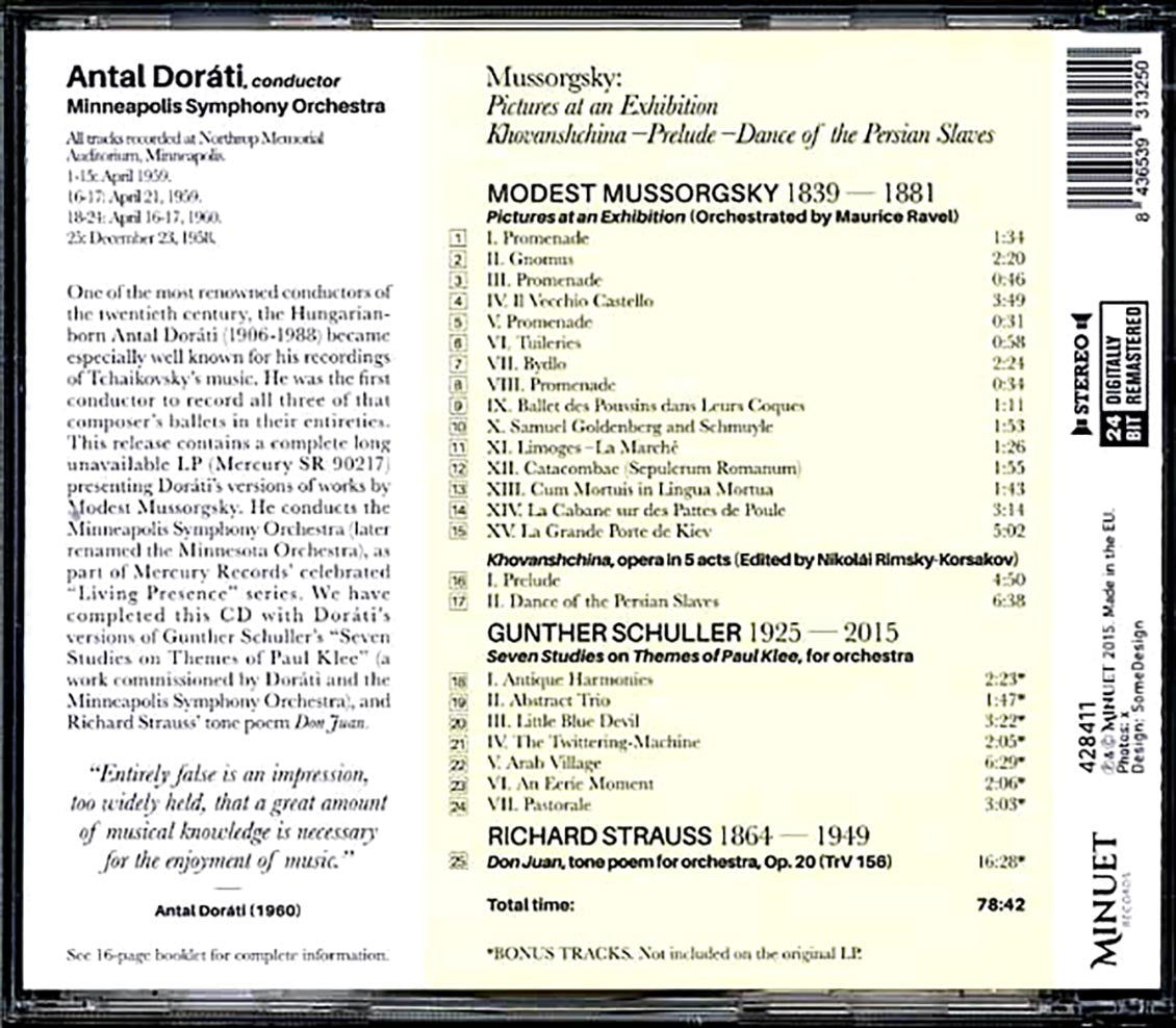 Antal Dorati, Minneapolis Symphony Orchestra - Mussorgsky: Pictures At An Exhibition 'Khovanshchina', 'Prelude', 'Dance Of The Persian Slaves' (ltd. ed.) (incl. large booklet) (remastered)