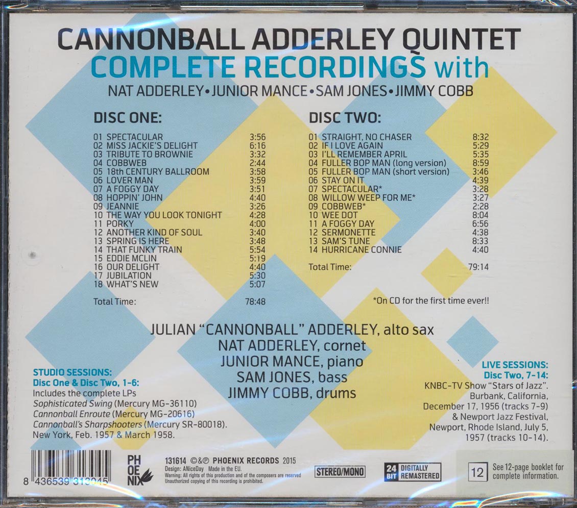 Cannonball Adderley Quintet, Nat Adderley, Junior Mance, Sam Jones, Jimmy Cobb - Complete Recordings (2xCD) (incl. large booklet) (remastered)