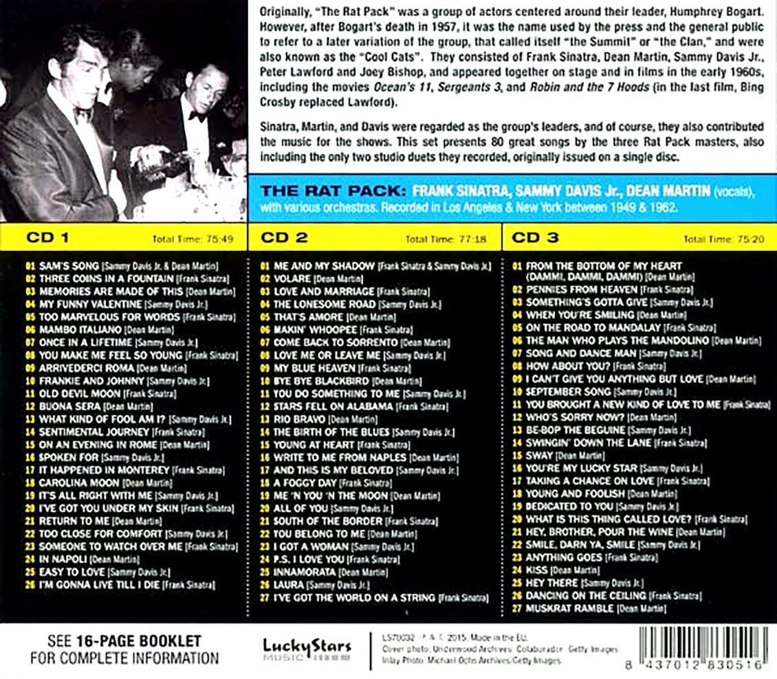 Dean Martin, Sammy Davis Jr., Frank Sinatra - The Rat Pack: 80 Essential Recordings (80 tracks) (3xCD) (incl. large booklet) (remastered)