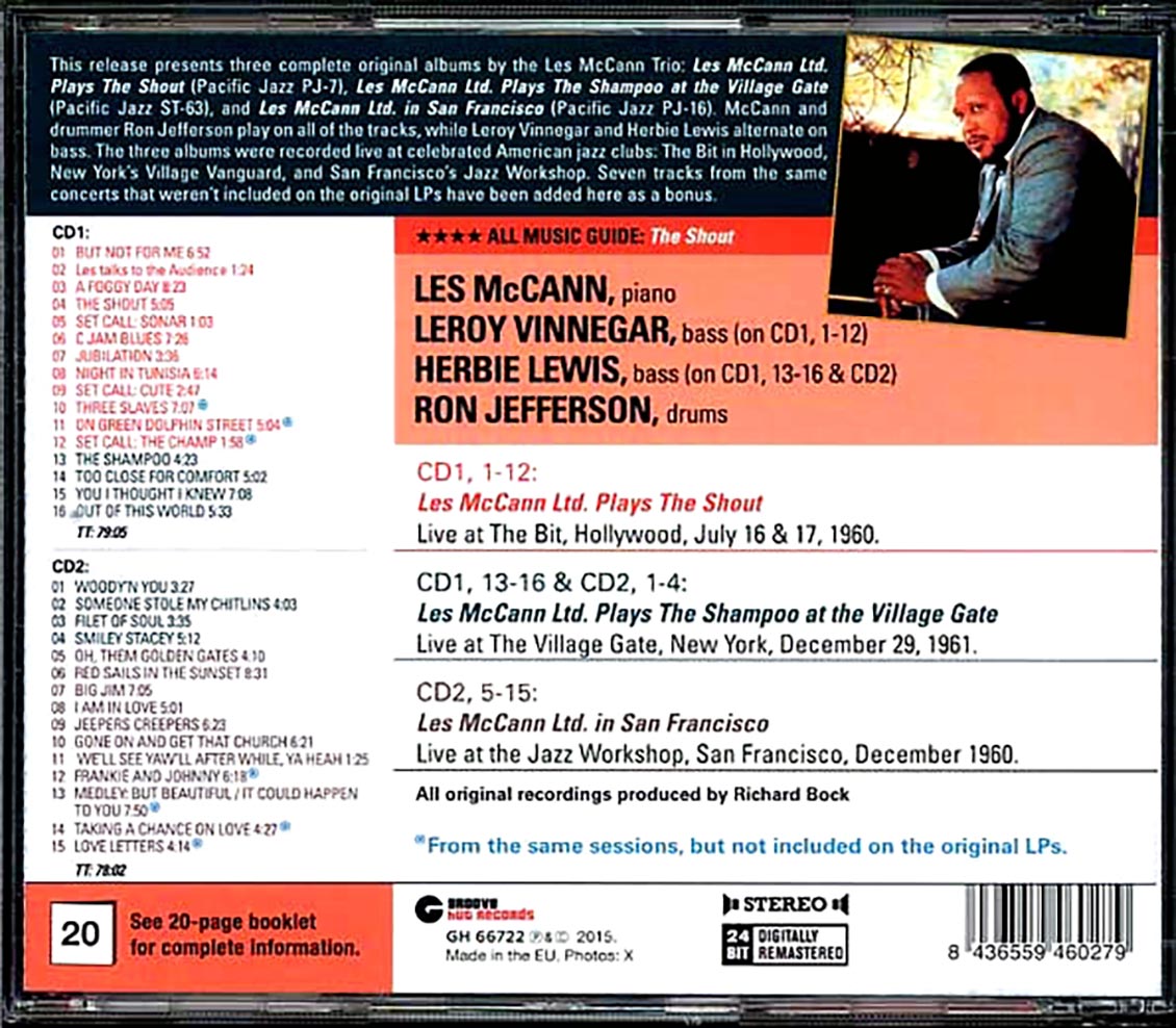 Les McCann Trio - Live In Hollywood, New York And San Francisco (2xCD) (incl. large booklet) (remastered)