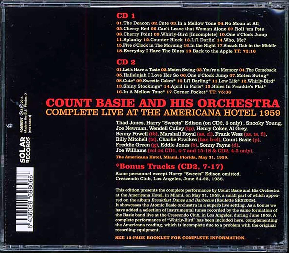 Count Basie - Complete Live At The Americana Hotel: 1959 (2xCD)