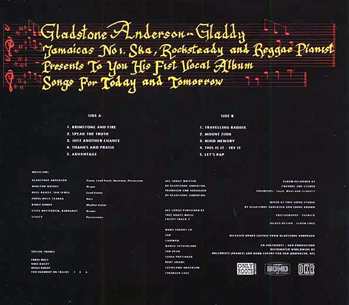 Gladstone Anderson, The Roots Radics - Sings Songs For Today & Tomorrow + The Roots Radics 'Radical Dub Session' (20 tracks) (2xCD)