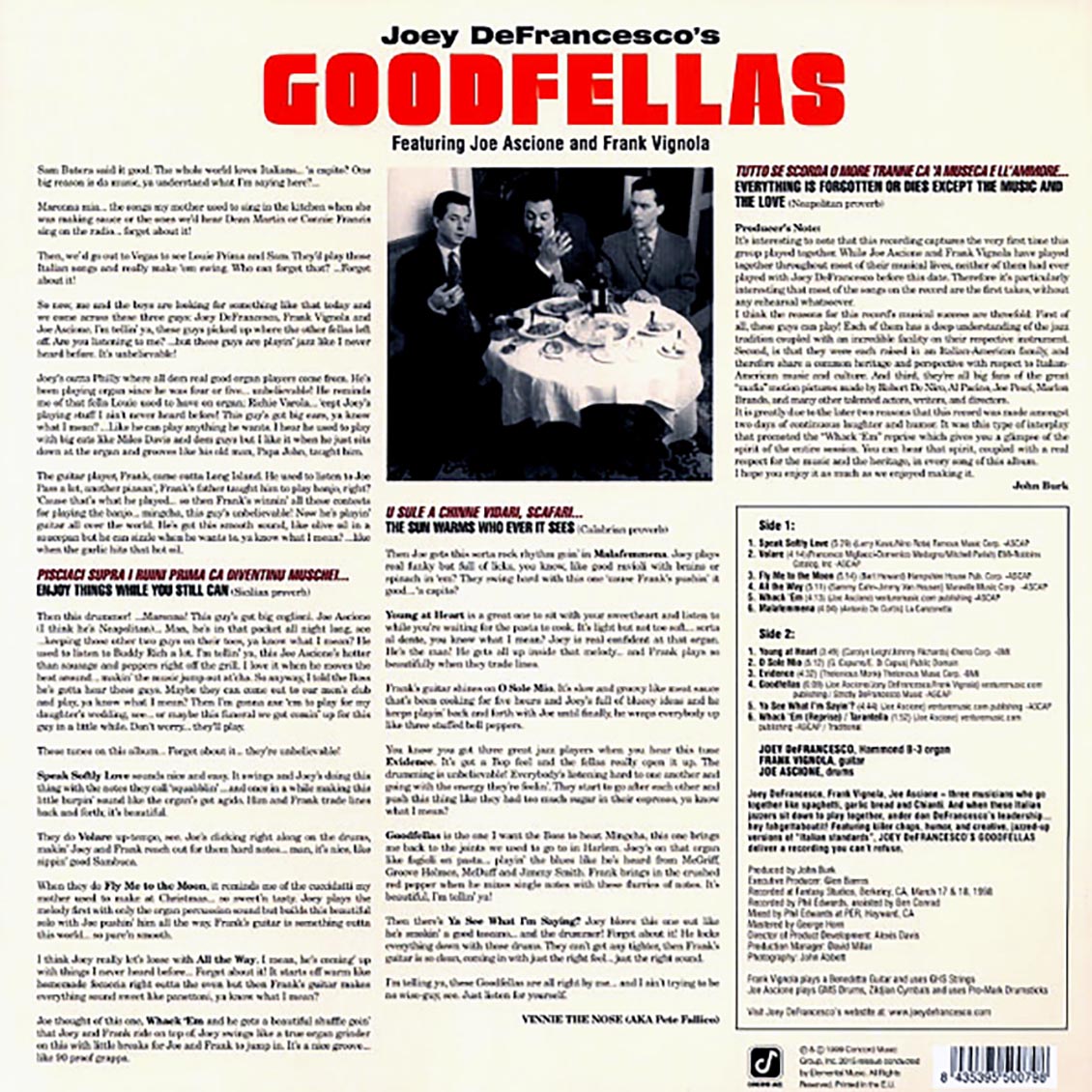 Joey DeFrancesco's Goodfellas - Joey DeFrancesco's Goodfellas (ltd. ed.) (180g)