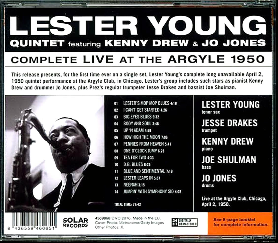 Lester Young Quintet - Complete Live At The Argyle 1950 (ltd. ed.) (remastered)