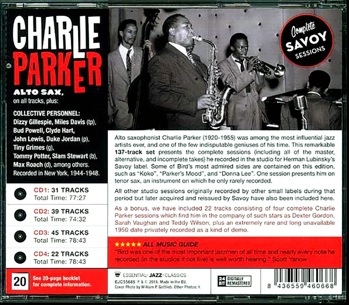 Charlie Parker - Complete Savoy Sessions (4xCD) (incl. large booklet) (remastered)