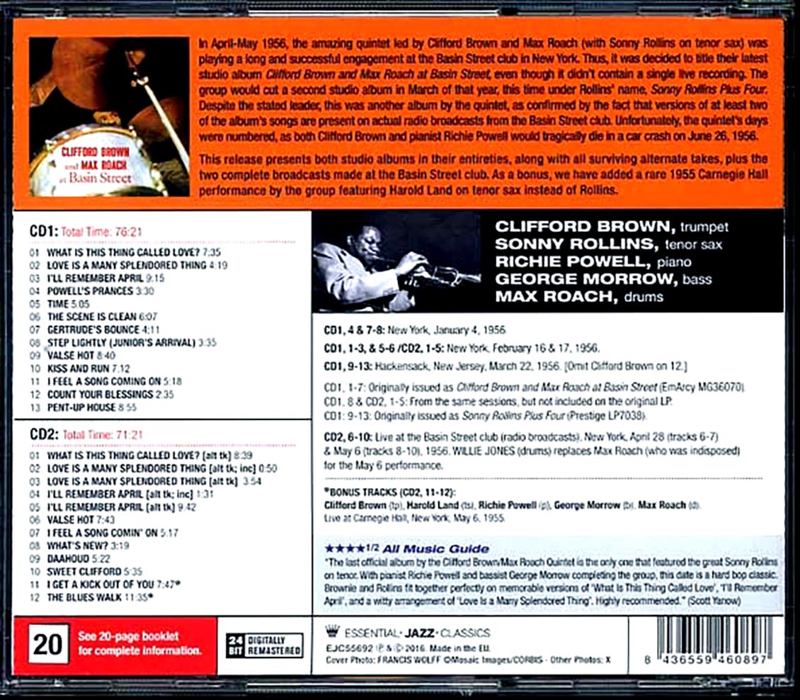 Clifford Brown, Max Roach - At Basin Street: Complete Edition (2xCD) (incl. large booklet) (remastered)