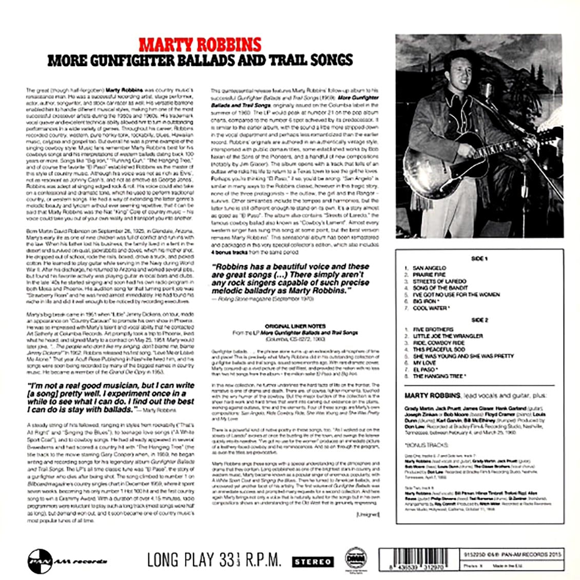 Marty Robbins - More Gunfighter Ballads And Trail Songs (180g)