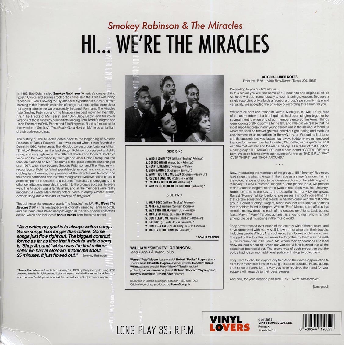 Smokey Robinson & The Miracles - Hi We're The Miracles (+5 bonus tracks) (ltd. ed.) (180g)
