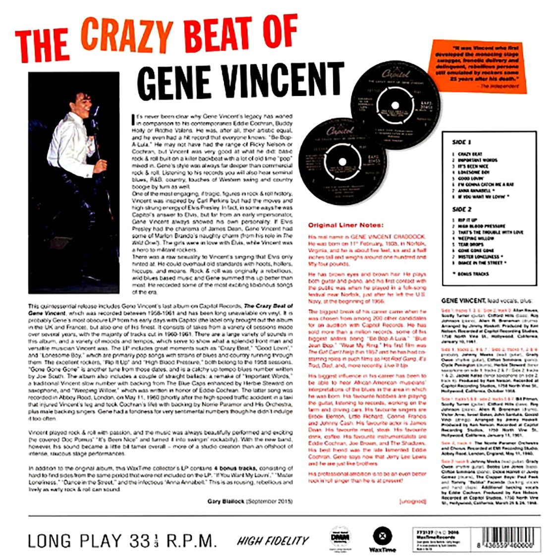 Gene Vincent - The Crazy Beat Of Gene Vincent (ltd. ed.) (180g)