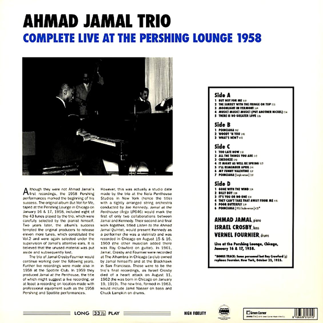 Ahmad Jamal Trio - Complete Live At The Pershing Lounge 1958