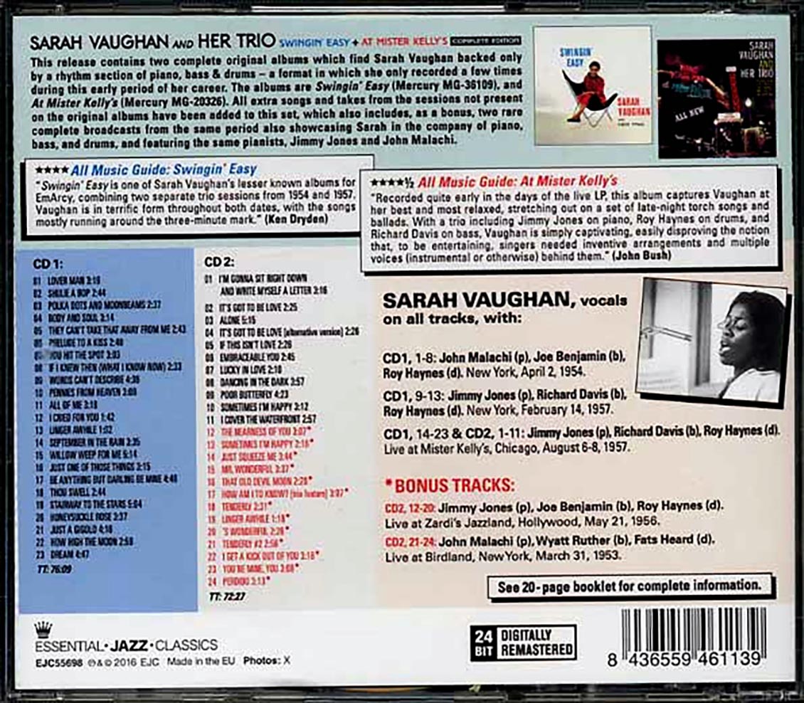 Sarah Vaughan & Her Trio - Swingin' Easy + At Mister Kelly's + Bonus Tracks (2xCD) (incl. large booklet)