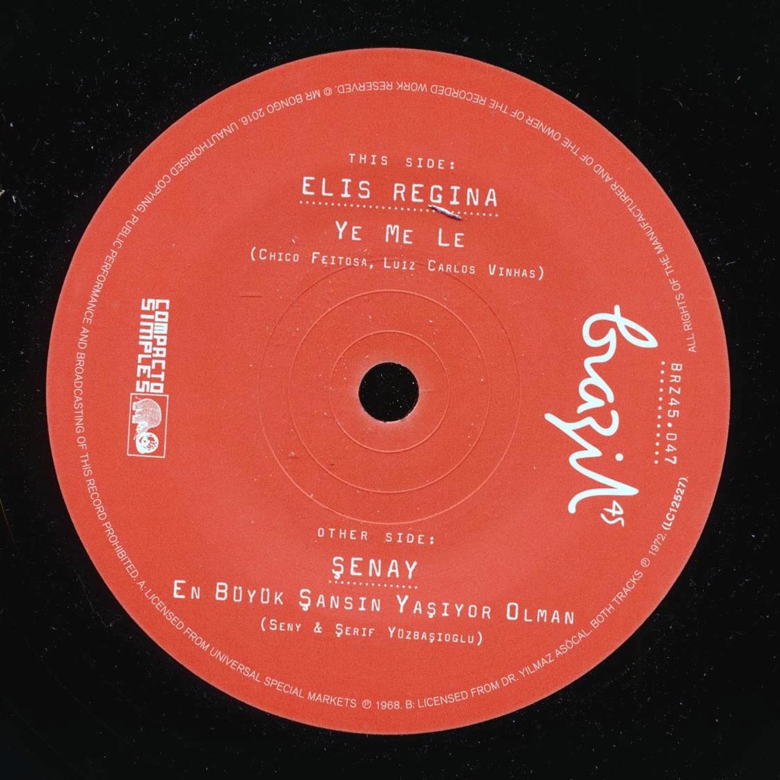 Elis Regina - Ye Me Le  /  Senay - En Buyuk Sansin Yasiyor Olman (UK press)