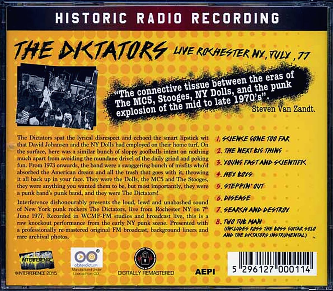 The Dictators - Live Rochester NY, July 1977